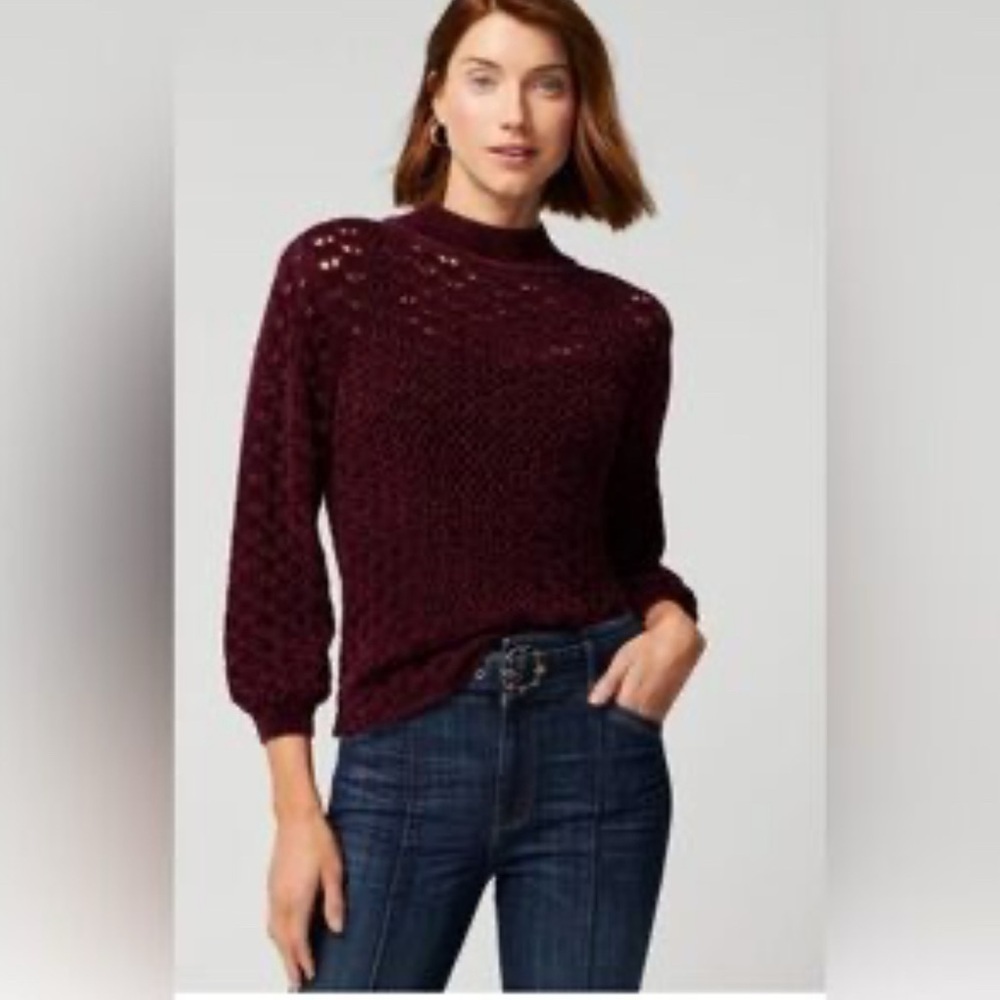 White House Black Market WHBM mock neck chenille Burgundy Sweater size Medium